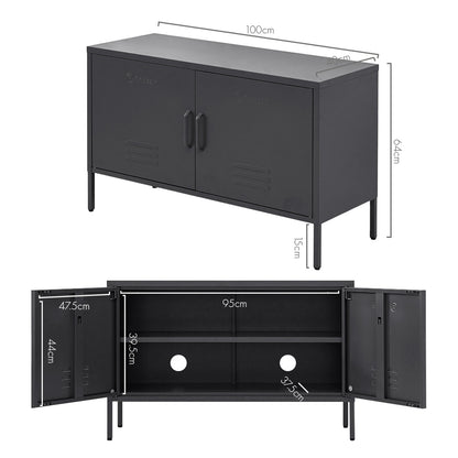 ArtissIn Buffet Sideboard Metal Cabinet - BASE Charcoal - Cosy Abode