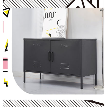 ArtissIn Buffet Sideboard Metal Cabinet - BASE Charcoal - Cosy Abode