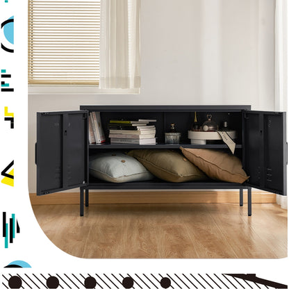 ArtissIn Buffet Sideboard Metal Cabinet - BASE Charcoal - Cosy Abode