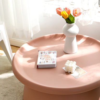 Artiss Coffee Table Round 71CM Plastic Pink - Cosy Abode