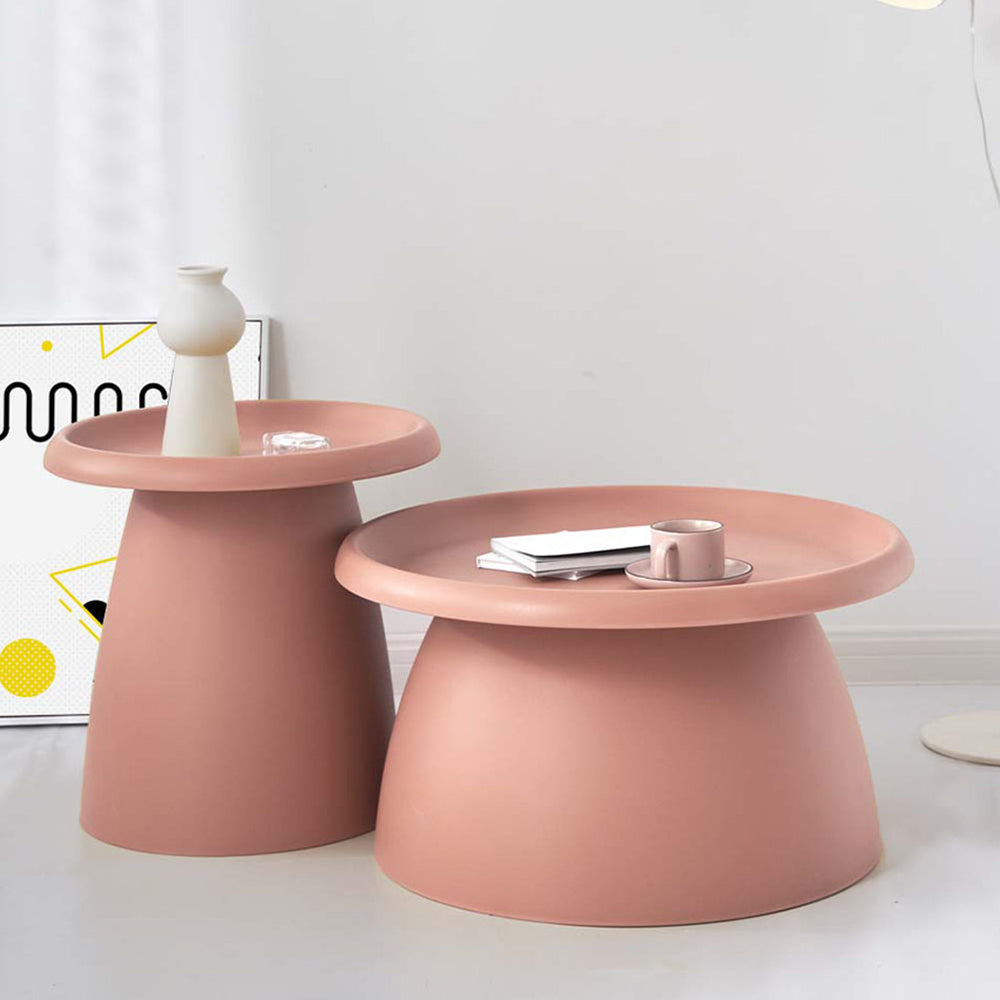 Artiss Coffee Table Round 71CM Plastic Pink - Cosy Abode