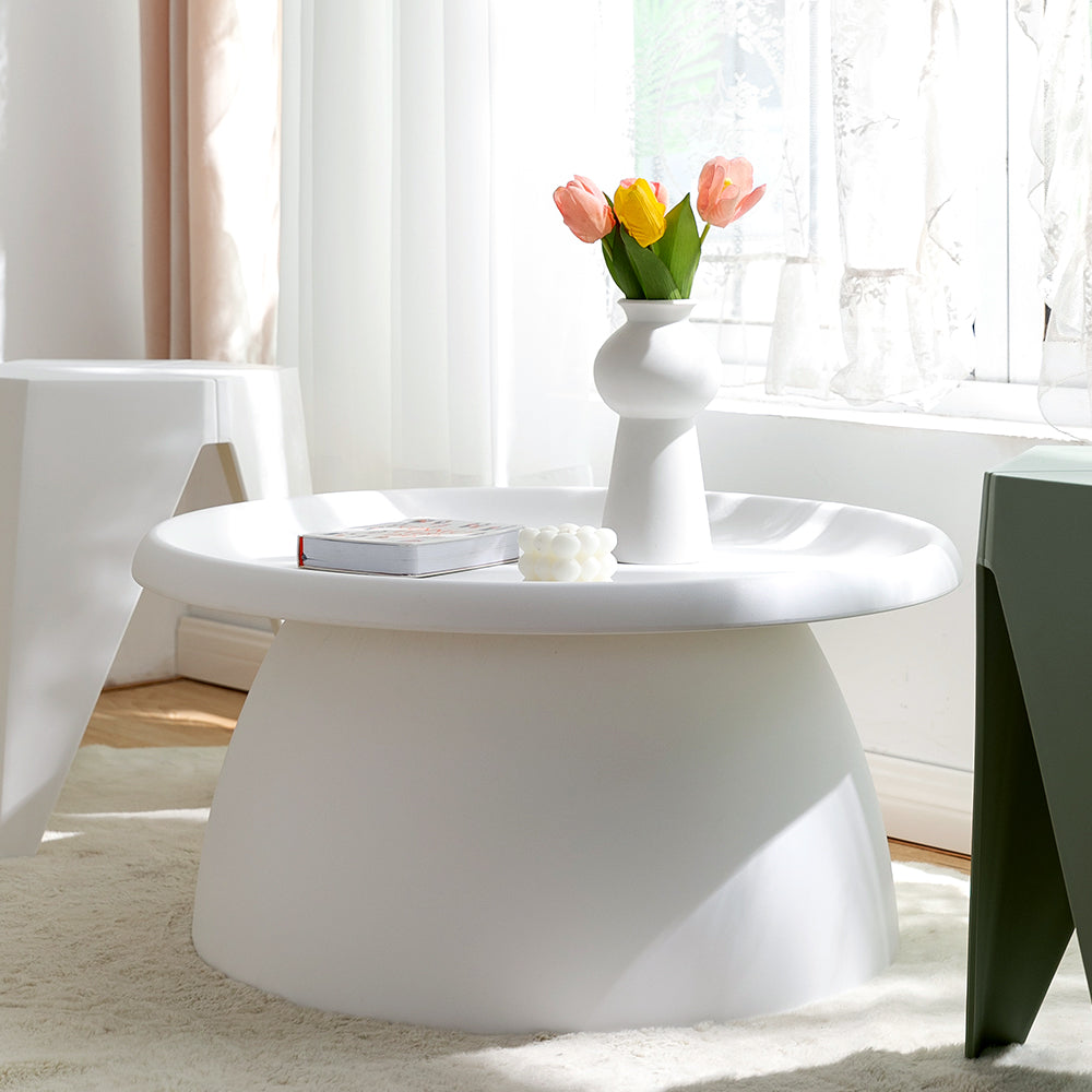 Artiss Coffee Table Round 71CM Plastic White - Cosy Abode