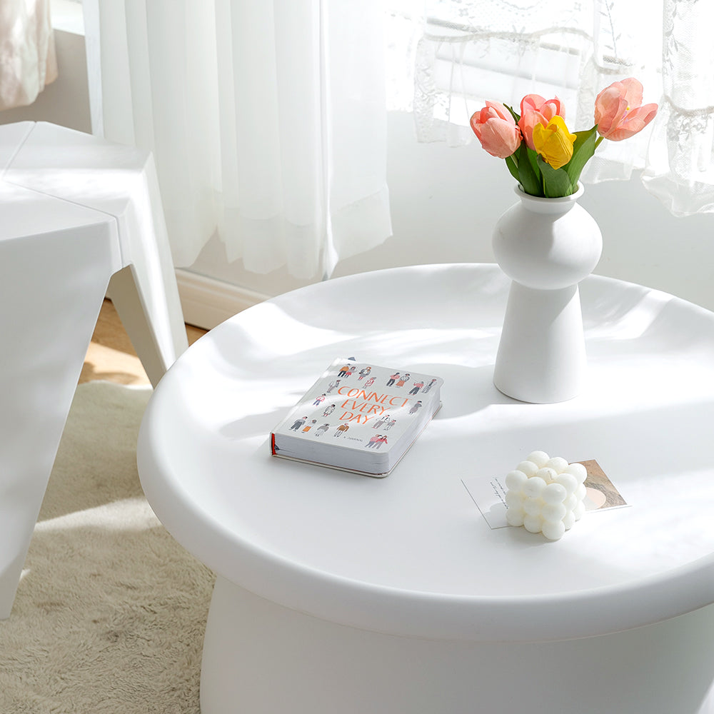 Artiss Coffee Table Round 71CM Plastic White - Cosy Abode