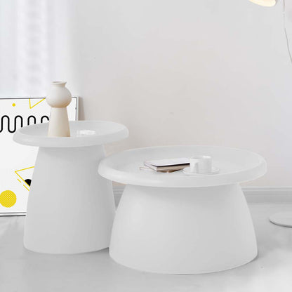 Artiss Coffee Table Round 71CM Plastic White - Cosy Abode