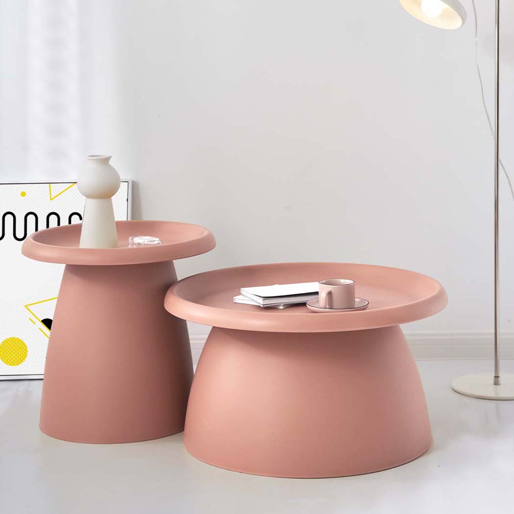 ArtissIn Coffee Table Round 52CM Plastic Pink - Cosy Abode