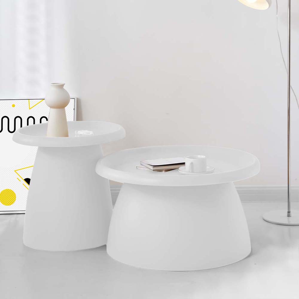 Artiss Coffee Table Round 52CM Plastic White - Cosy Abode