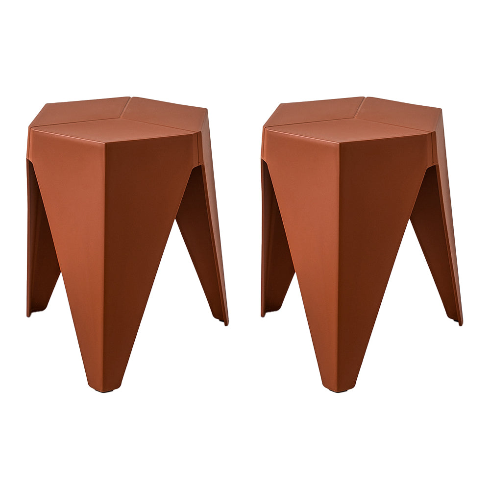 ArtissIn 2x Bar Stools Puzzle Plastic Foot Stool Red - Cosy Abode