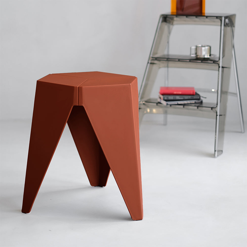 ArtissIn 2x Bar Stools Puzzle Plastic Foot Stool Red - Cosy Abode