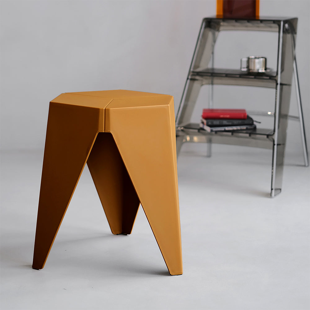 ArtissIn 2x Bar Stools Puzzle Plastic Foot Stool Yellow - Cosy Abode