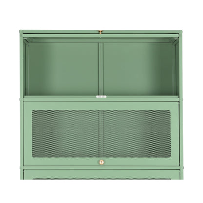 ArtissIn Buffet Sideboard Cupboard Cabinet Storage Mesh Doors Metal Green ELIA - Cosy Abode