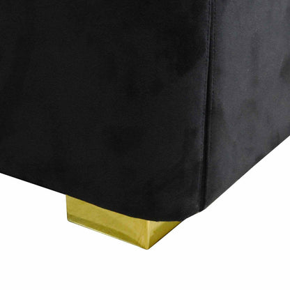 ALPHA KING Black Velvet Gas Lift Storage Bedframe Golden Frame - Cosy Abode