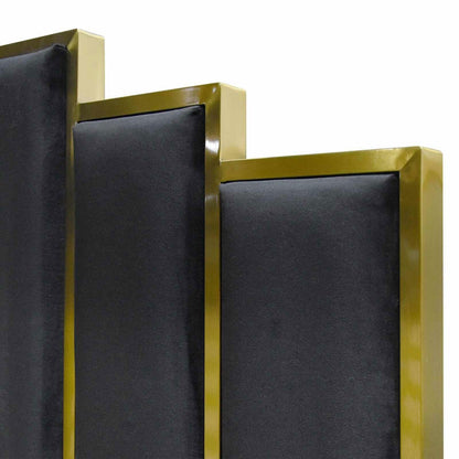 ALPHA QUEEN Black Velvet Gas Lift Storage Bedframe Golden Frame - Cosy Abode