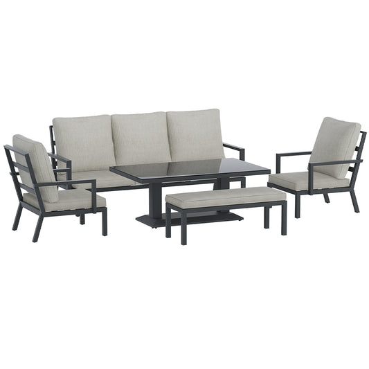 Gardeon 5-Piece Outdoor Furniture Setting Table Chair Set Aluminium Sofa 7-Seater - Cosy Abode