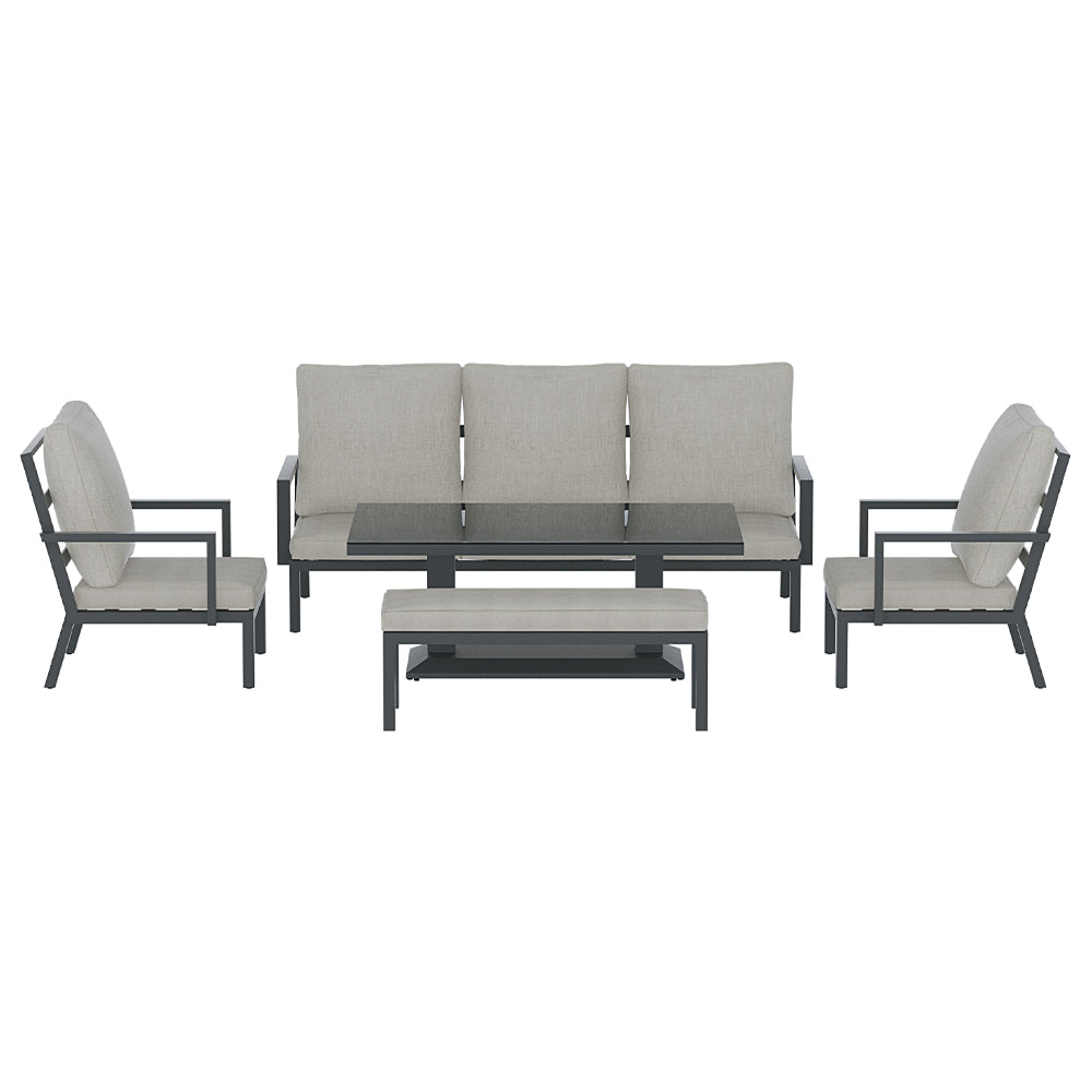 Gardeon 5-Piece Outdoor Furniture Setting Table Chair Set Aluminium Sofa 7-Seater - Cosy Abode