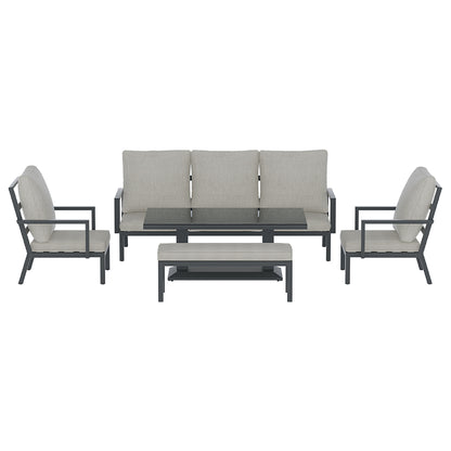 Gardeon 5-Piece Outdoor Furniture Setting Table Chair Set Aluminium Sofa 7-Seater - Cosy Abode