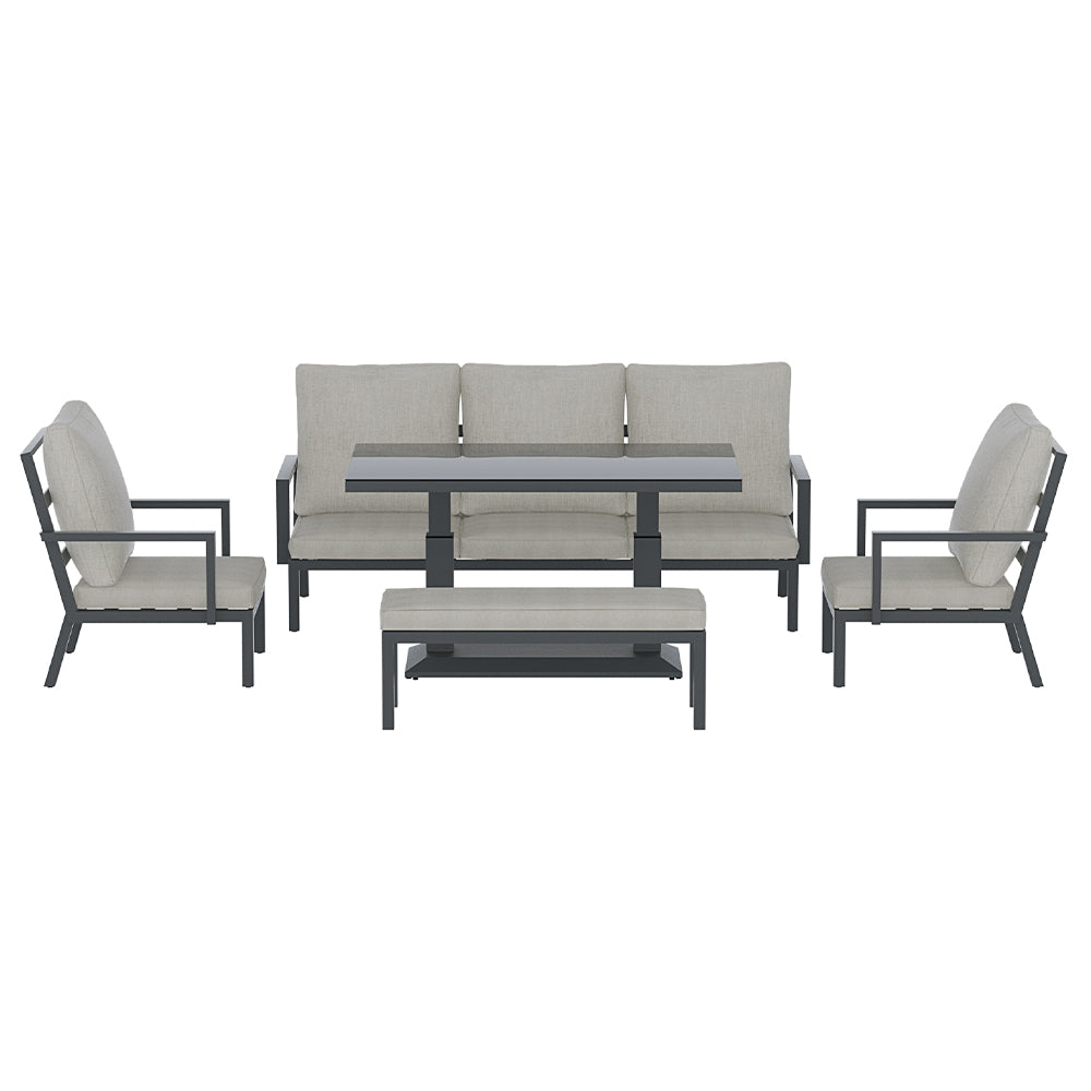 Gardeon 5-Piece Outdoor Furniture Setting Table Chair Set Aluminium Sofa 7-Seater - Cosy Abode