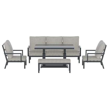 Gardeon 5-Piece Outdoor Furniture Setting Table Chair Set Aluminium Sofa 7-Seater - Cosy Abode