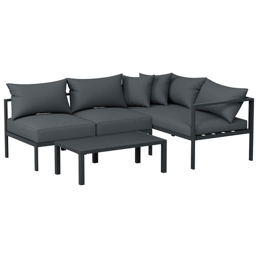 Gardeon 4 Seater Outdoor Sofa Set Aluminium Patio Furniture Setting 4PC Charcoal - Cosy Abode