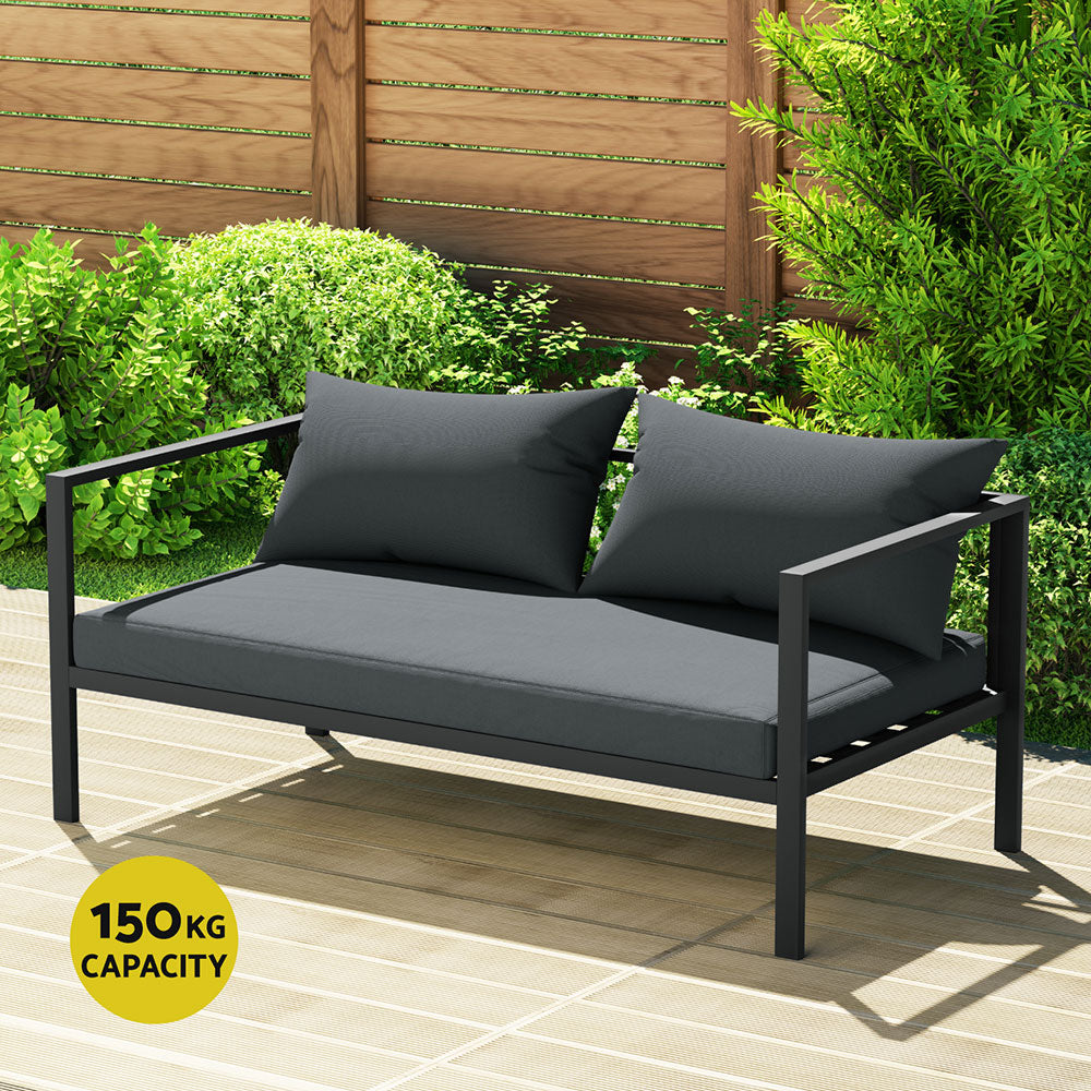 Gardeon 4 Seater Outdoor Sofa Set Aluminium Patio Furniture Setting 4PC Charcoal - Cosy Abode