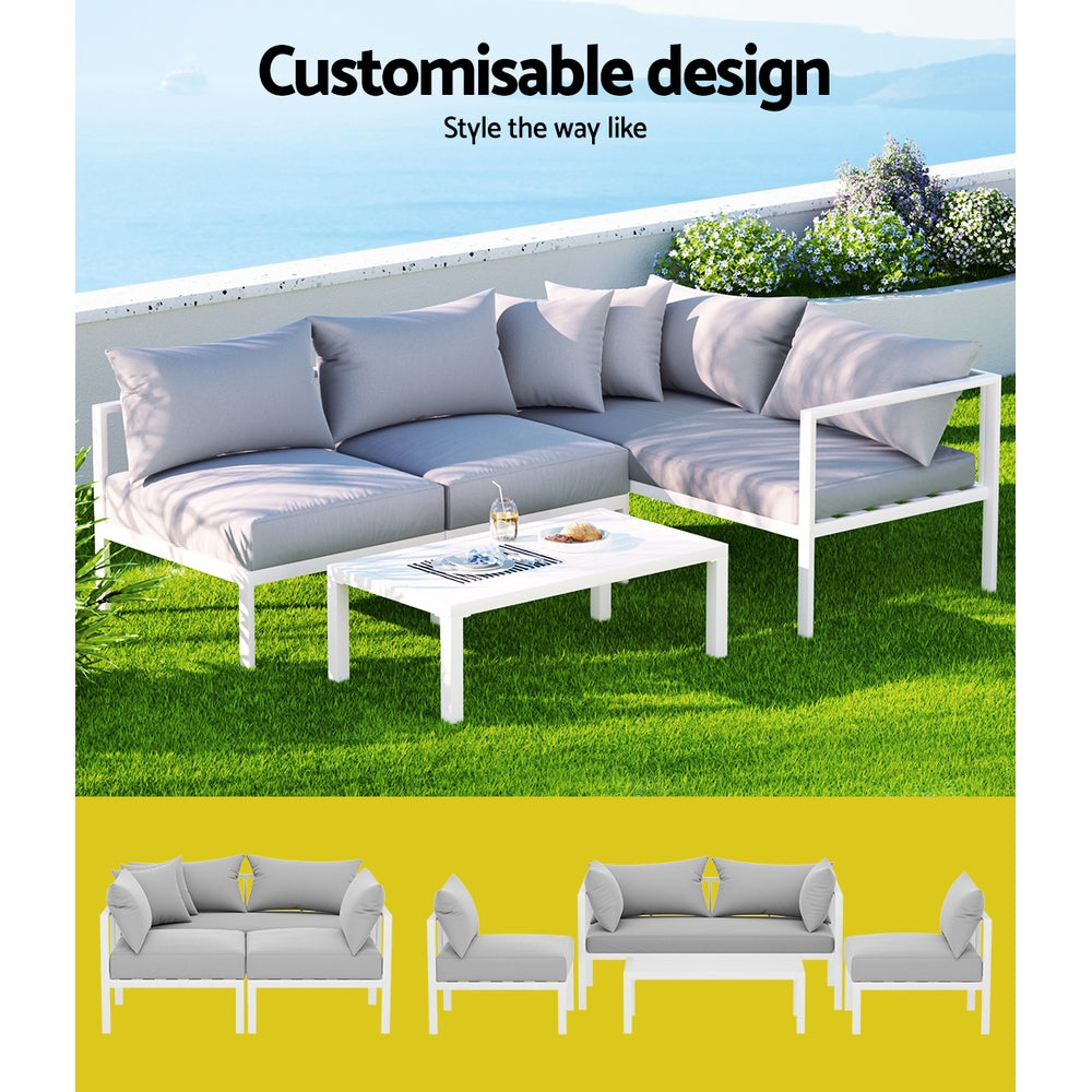 Gardeon 4 Seater Outdoor Sofa Set Aluminium Lounge Setting - Cosy Abode
