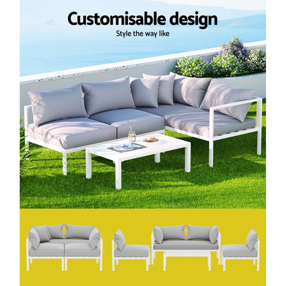 Gardeon 4 Seater Outdoor Sofa Set Aluminium Lounge Setting - Cosy Abode