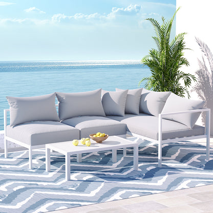 Gardeon 4 Seater Outdoor Sofa Set Aluminium Lounge Setting - Cosy Abode