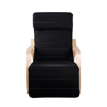Artiss Rocking Armchair Bentwood Frame With Footrest Black Afton - Cosy Abode