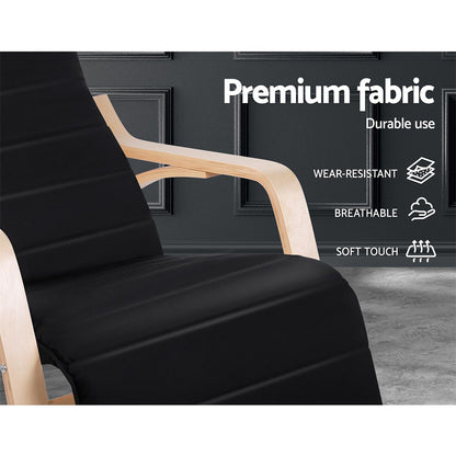 Artiss Rocking Armchair Bentwood Frame With Footrest Black Afton - Cosy Abode