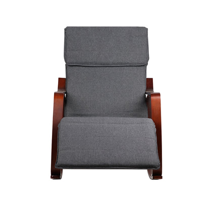 Artiss Rocking Armchair Bentwood Frame With Footrest Charcoal Afton - Cosy Abode