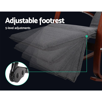 Artiss Rocking Armchair Bentwood Frame With Footrest Charcoal Afton - Cosy Abode