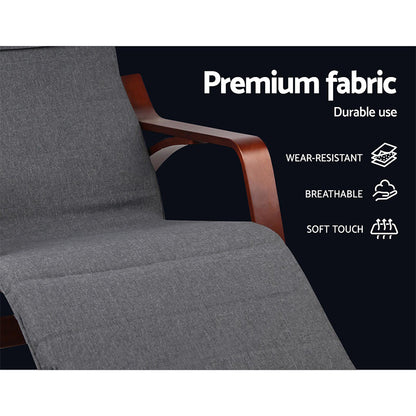 Artiss Rocking Armchair Bentwood Frame With Footrest Charcoal Afton - Cosy Abode