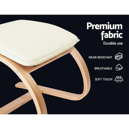 Artiss Rocking Armchair Bentwood Frame With Foot Stool Beige - Cosy Abode