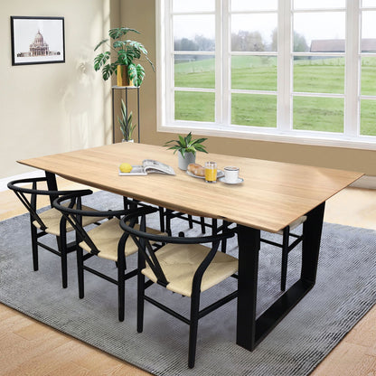 Aconite 7pc 180cm Dining Table Set 6 Wishbone Chair Solid Messmate Timber Wood - Cosy Abode
