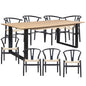 Aconite 9pc 210cm Dining Table Set 8 Wishbone Chair Solid Messmate Timber Wood - Cosy Abode