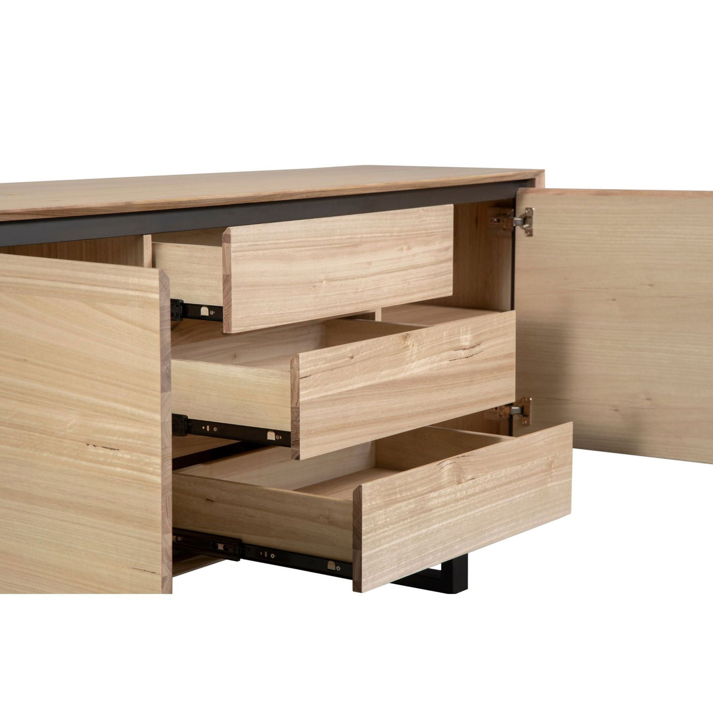 Aconite Buffet Table 180cm 2 Door 3 Drawer Solid Messmate Timber Wood - Natural - Cosy Abode