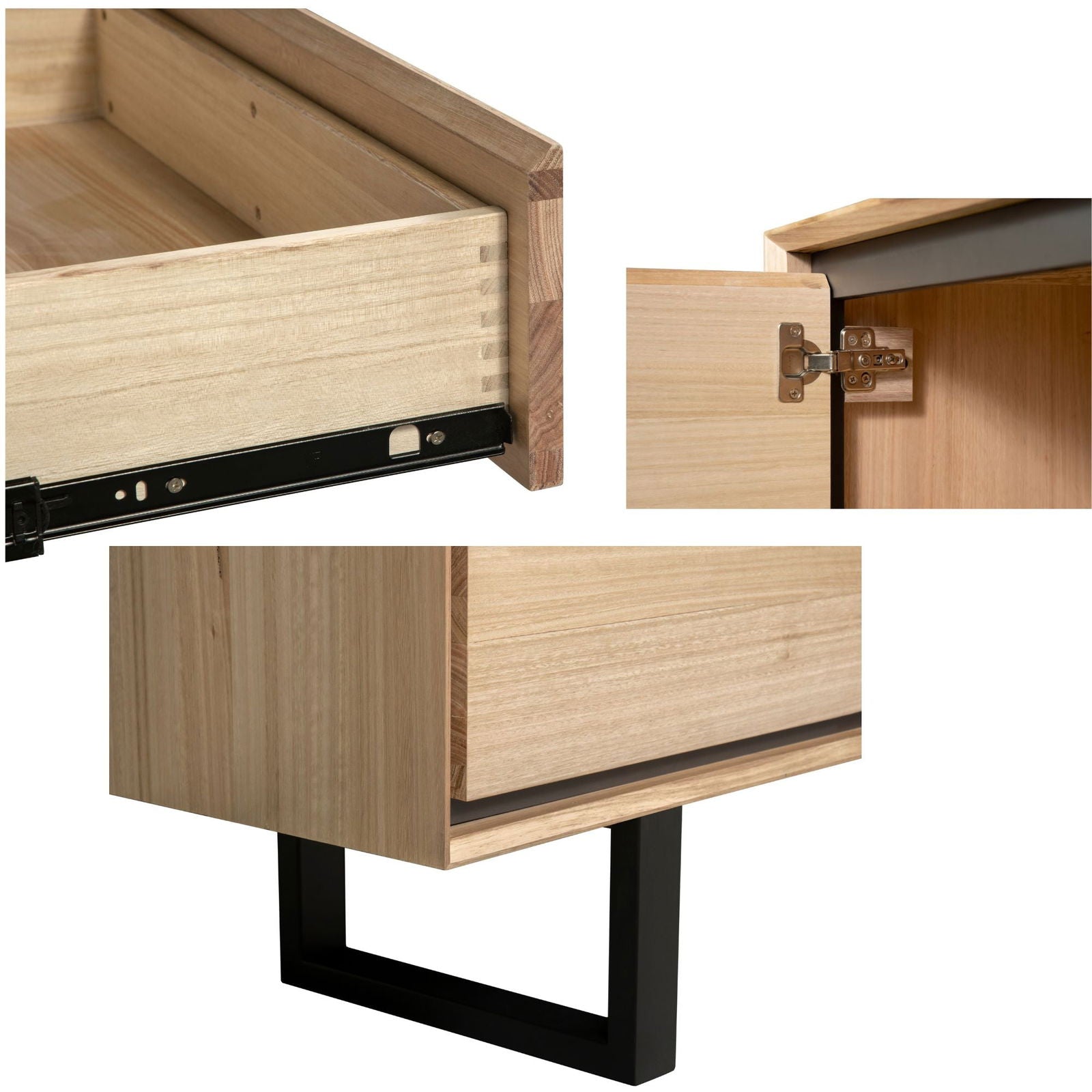 Aconite Buffet Table 180cm 2 Door 3 Drawer Solid Messmate Timber Wood - Natural - Cosy Abode