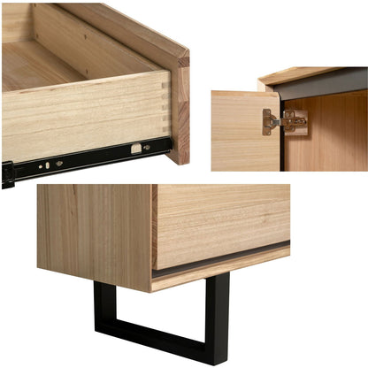 Aconite Buffet Table 180cm 2 Door 3 Drawer Solid Messmate Timber Wood - Natural - Cosy Abode