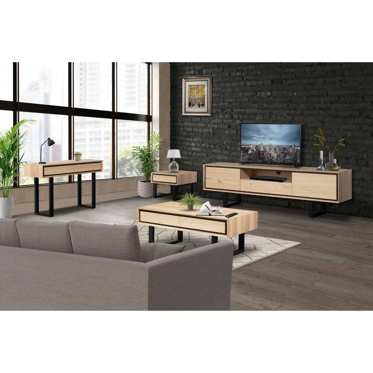 Aconite Console Hallway Entry Table 120cm Solid Messmate Timber Wood - Natural - Cosy Abode