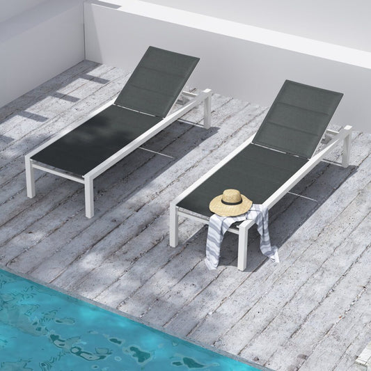 Adjustable Outdoor Sun Lounger in Aluminium White - Cosy Abode