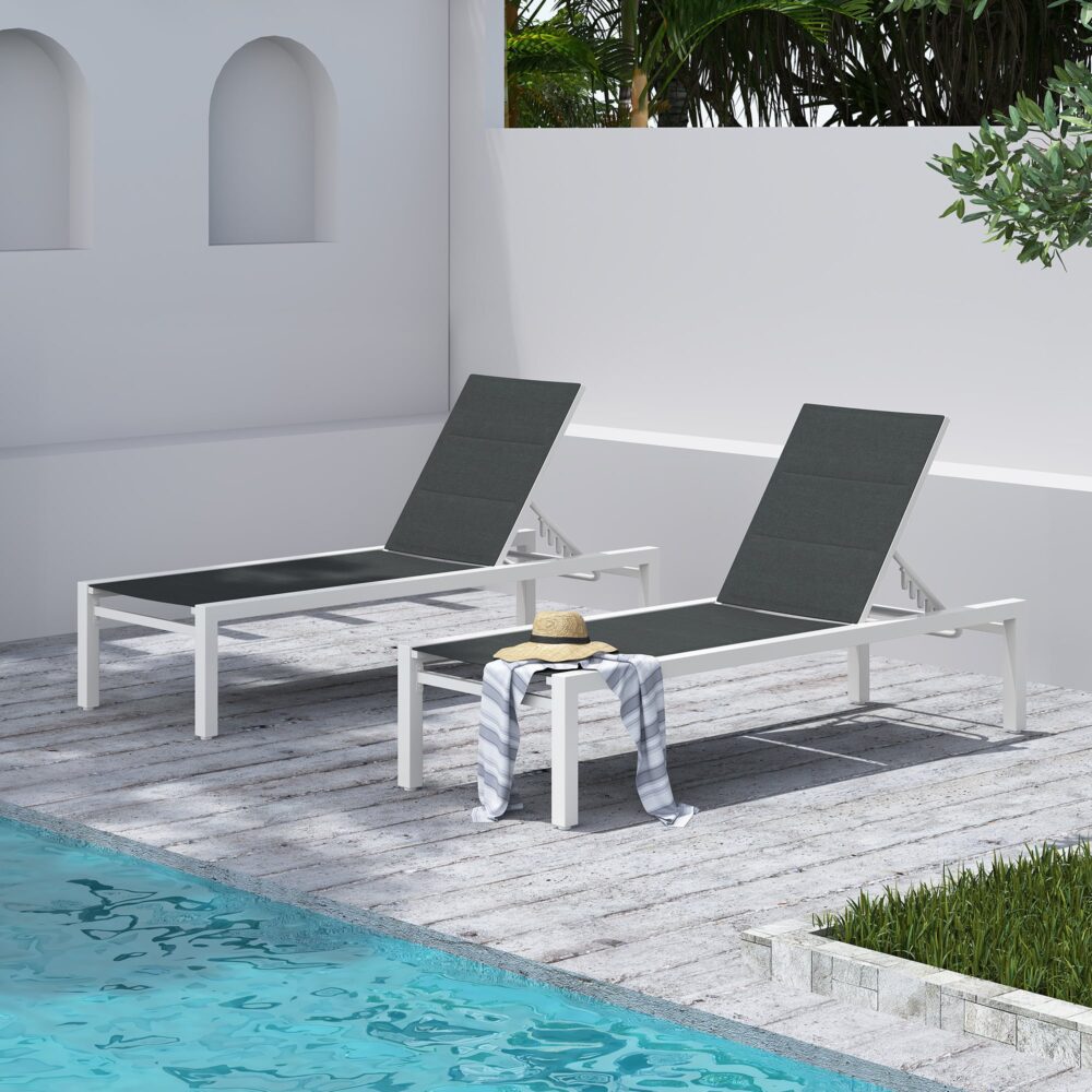 Adjustable Outdoor Sun Lounger in Aluminium White - Cosy Abode