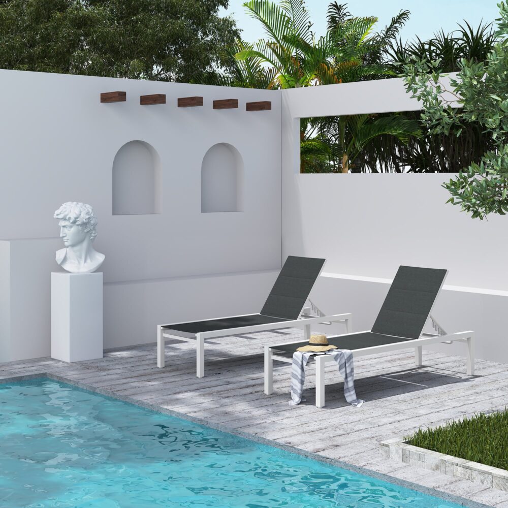 Adjustable Outdoor Sun Lounger in Aluminium White - Cosy Abode