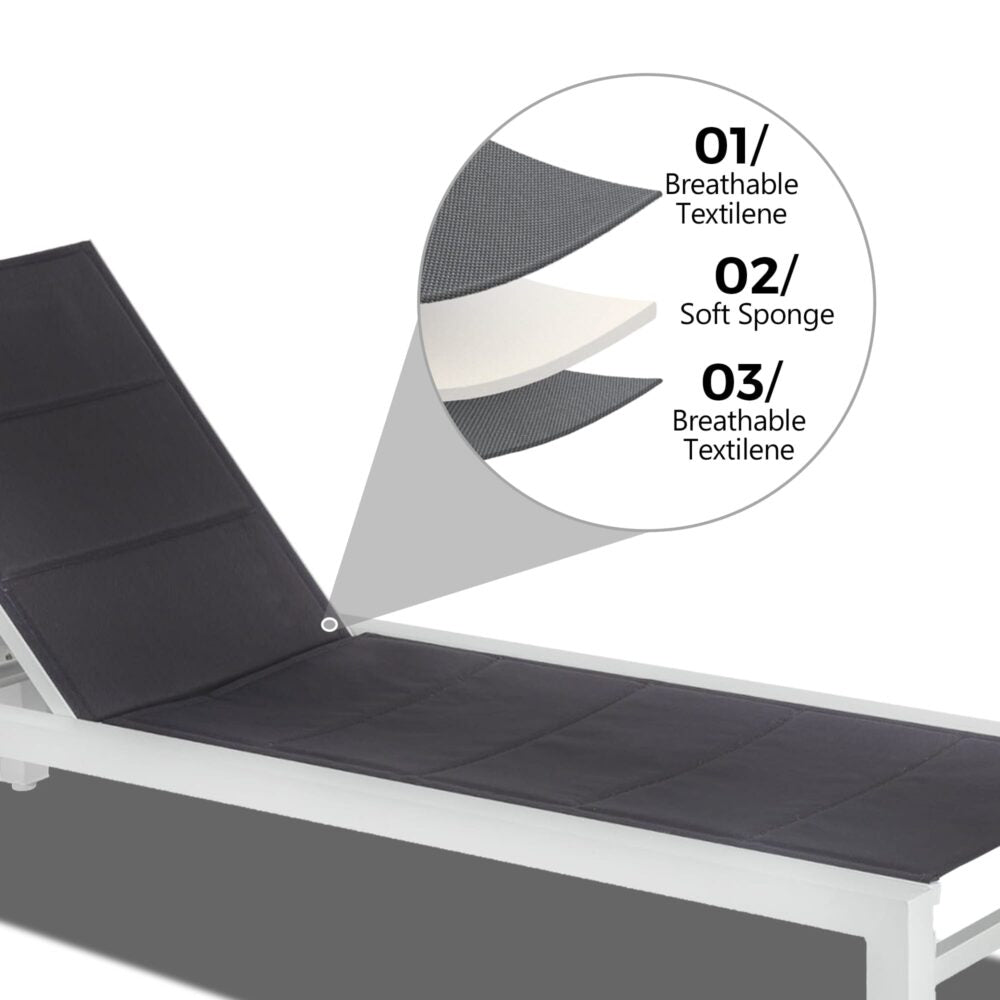 Adjustable Outdoor Sun Lounger in Aluminium White - Cosy Abode