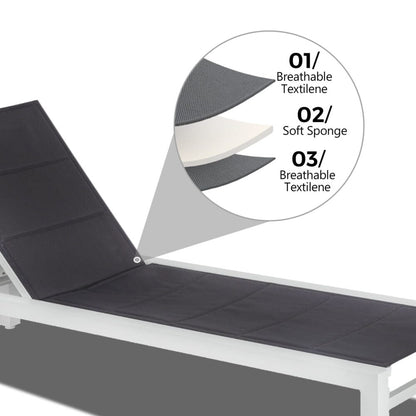Adjustable Outdoor Sun Lounger in Aluminium White - Cosy Abode