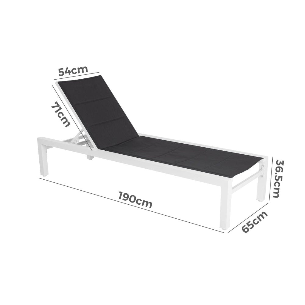 Adjustable Outdoor Sun Lounger in Aluminium White - Cosy Abode