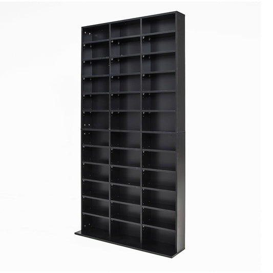 Adjustable Shelves CD DVD Bluray Media Book Storage Cupboard BLACK - Cosy Abode