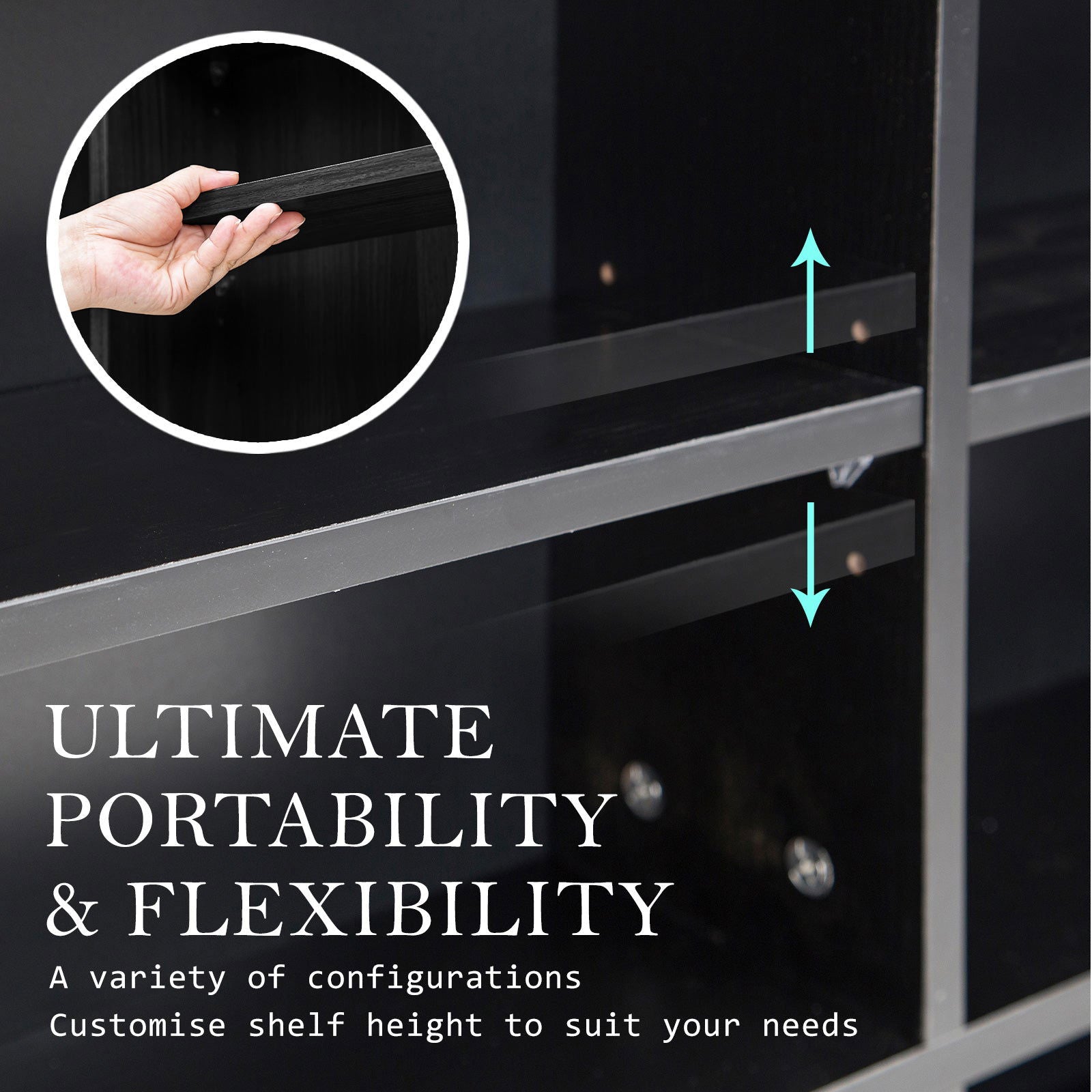 Adjustable Shelves CD DVD Bluray Media Book Storage Cupboard BLACK - Cosy Abode