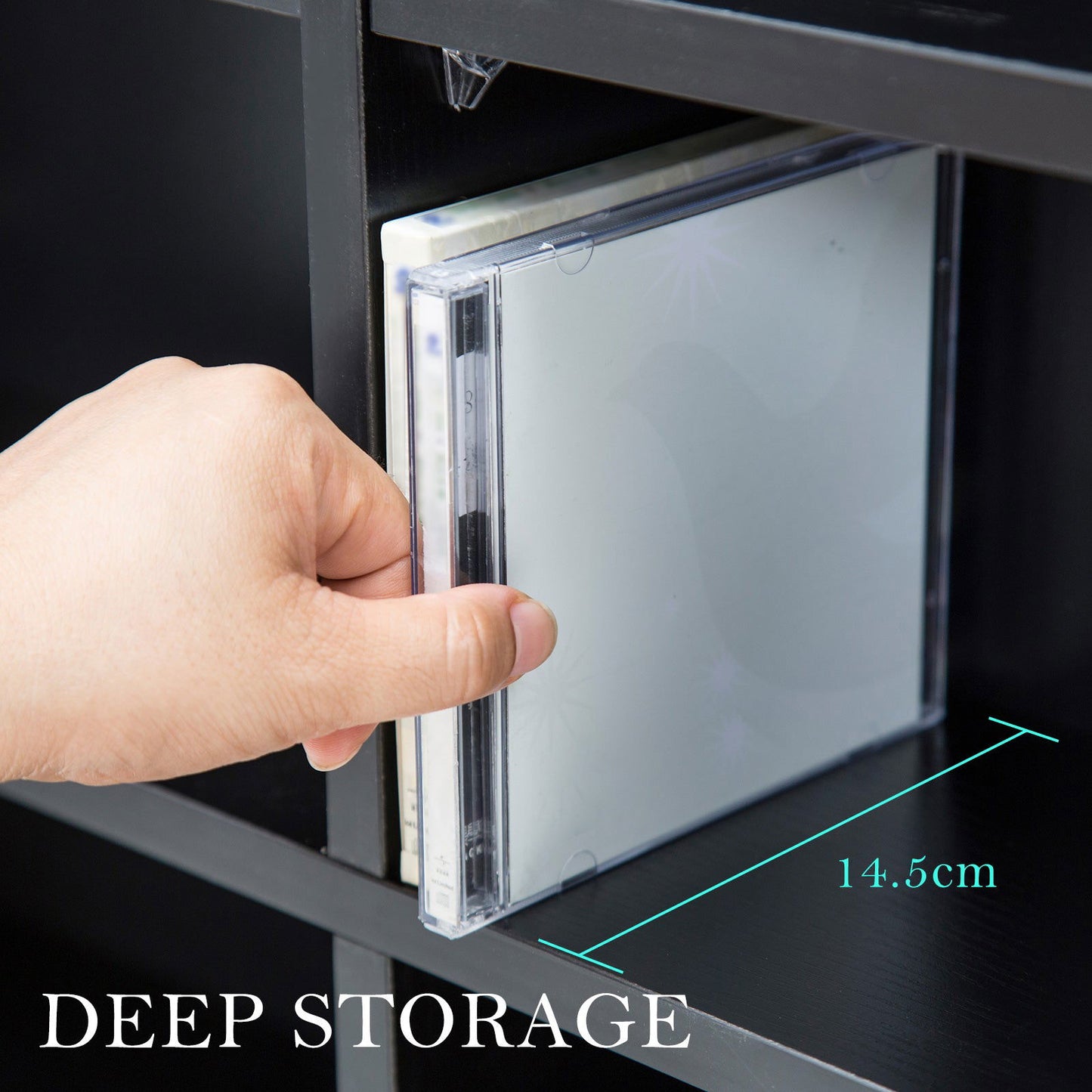 Adjustable Shelves CD DVD Bluray Media Book Storage Cupboard BLACK - Cosy Abode