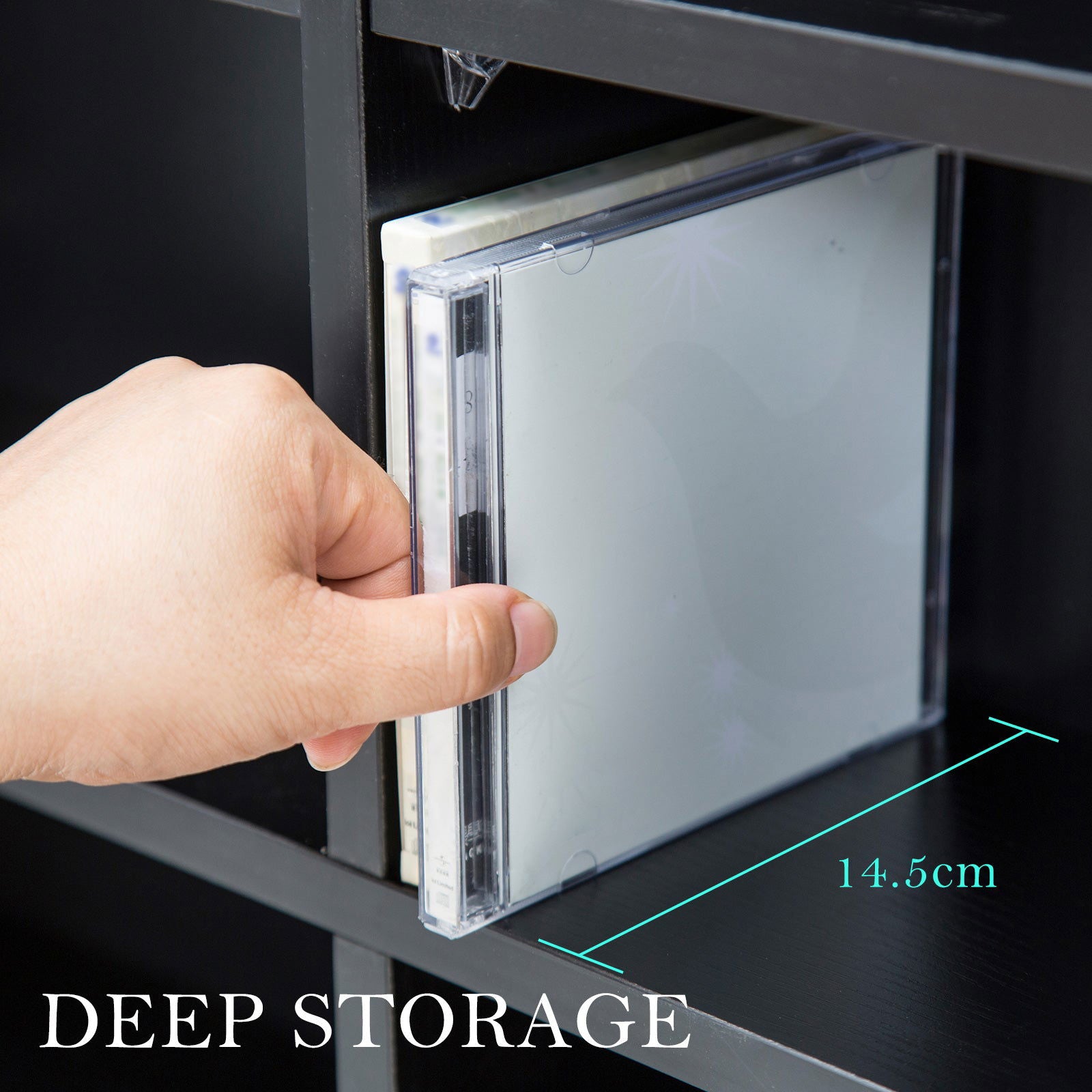 Adjustable Shelves CD DVD Bluray Media Book Storage Cupboard BLACK - Cosy Abode