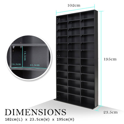 Adjustable Shelves CD DVD Bluray Media Book Storage Cupboard BLACK - Cosy Abode