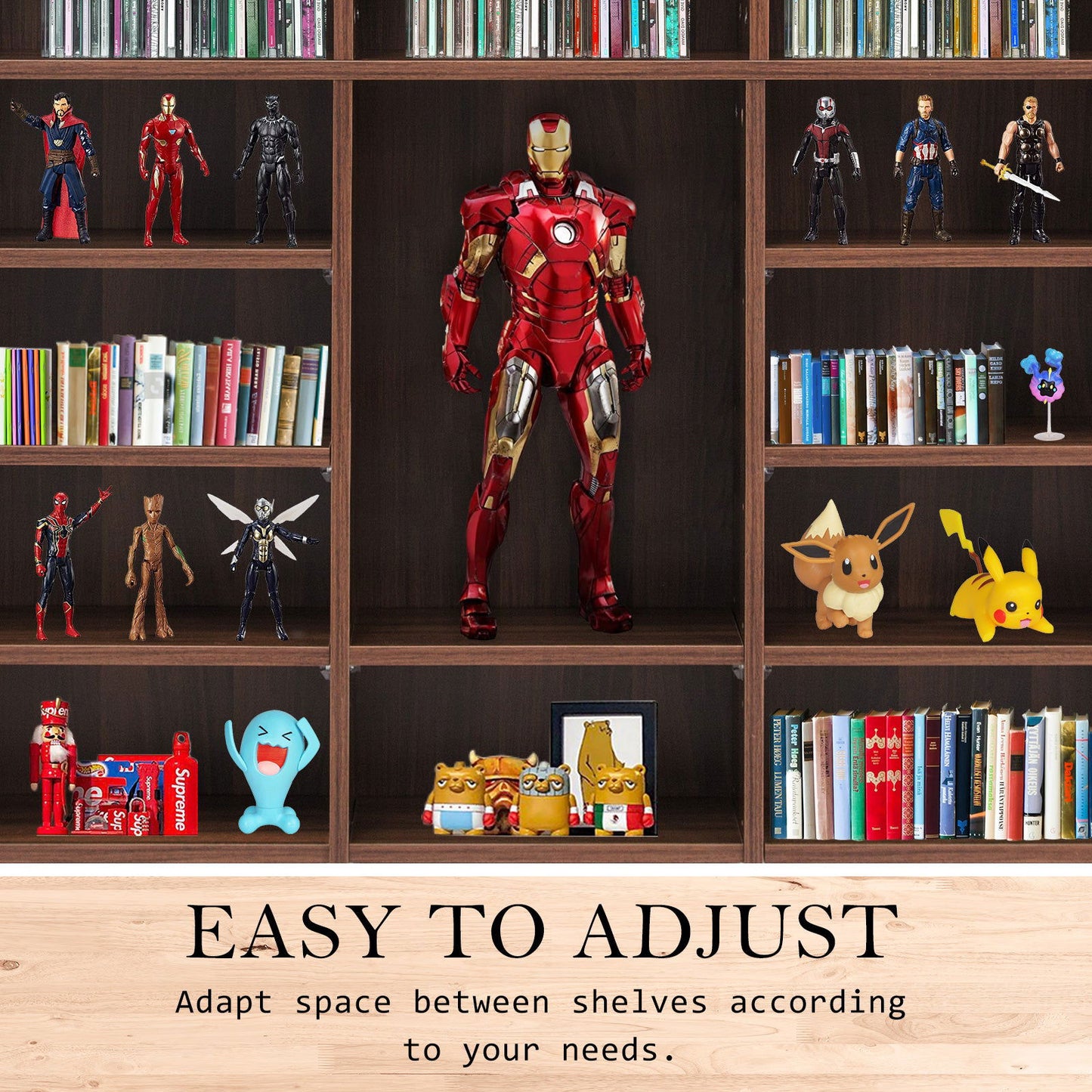 Adjustable Shelves CD DVD Bluray Media Book Storage Cupboard ESPRESSO - Cosy Abode